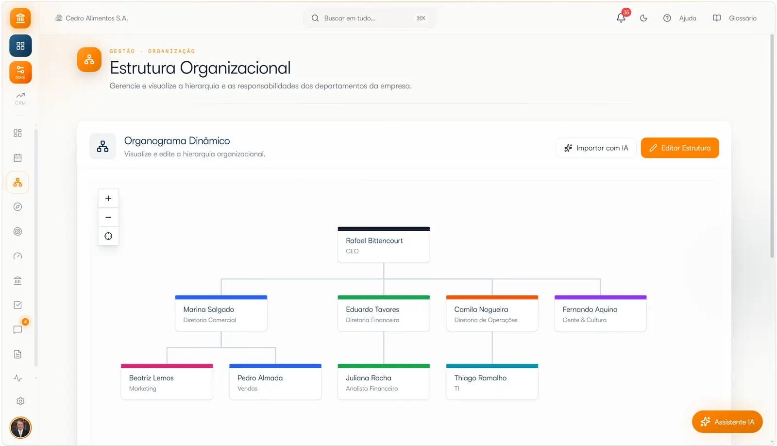 Estrutura Organizacional no LBR System