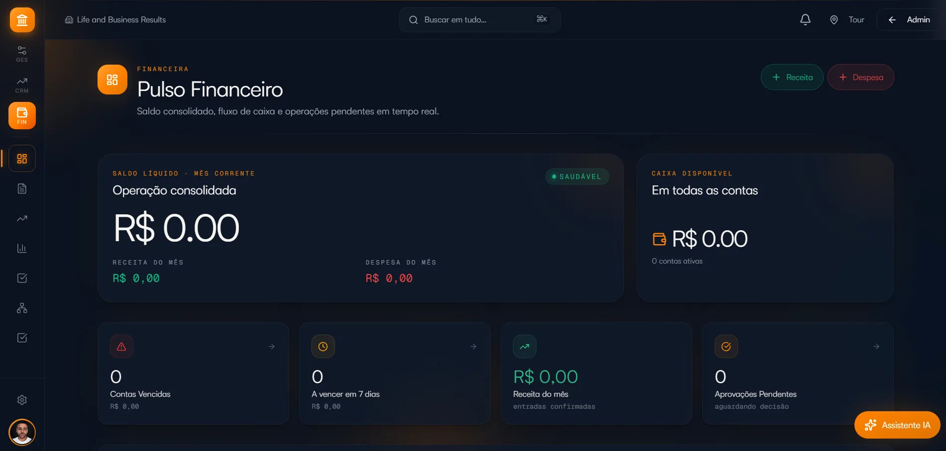 Fluxo de caixa e financeiro do LBR System